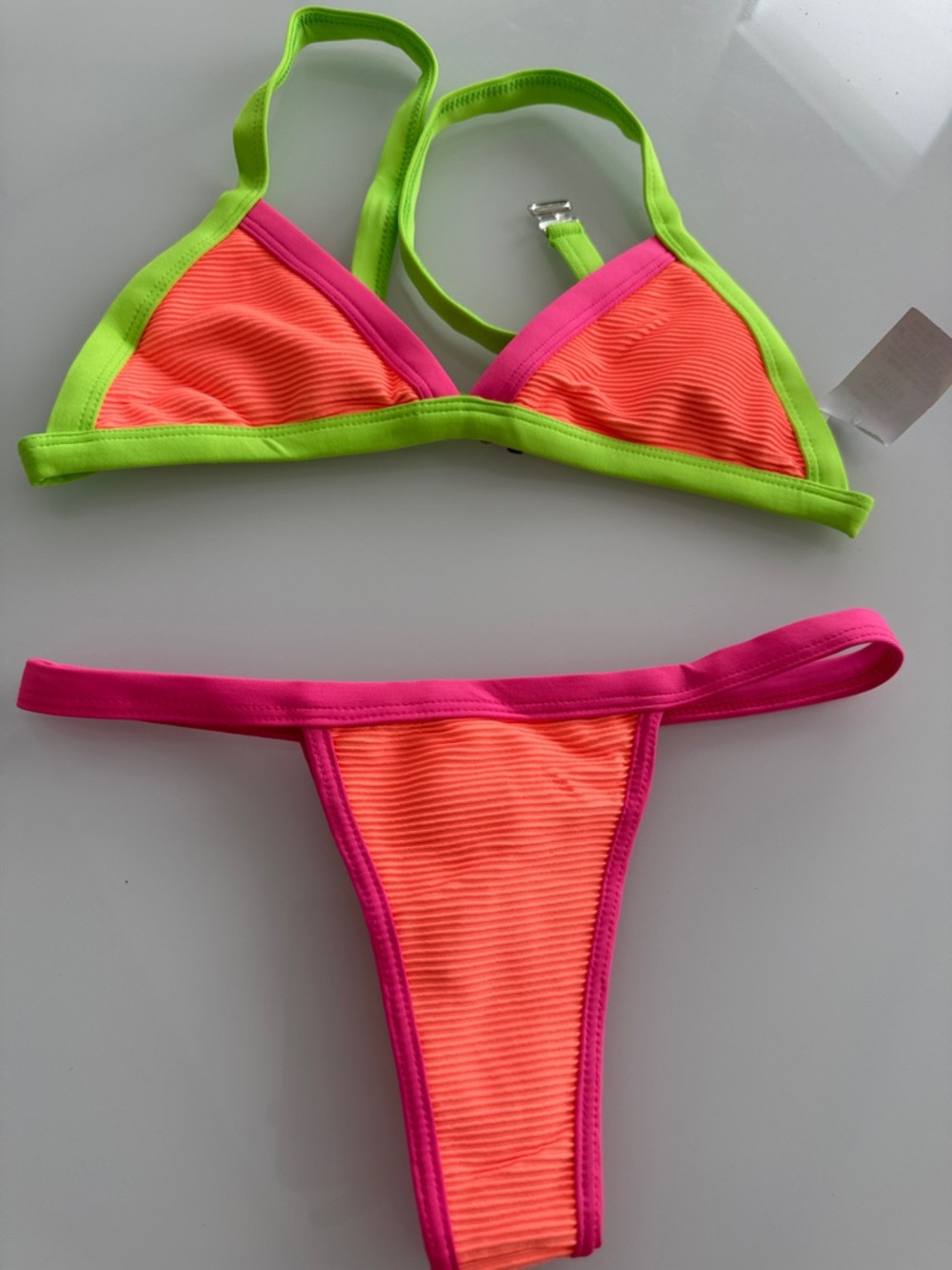 Brazilian style Neon Pink & Orange Two-Piece Swim Set